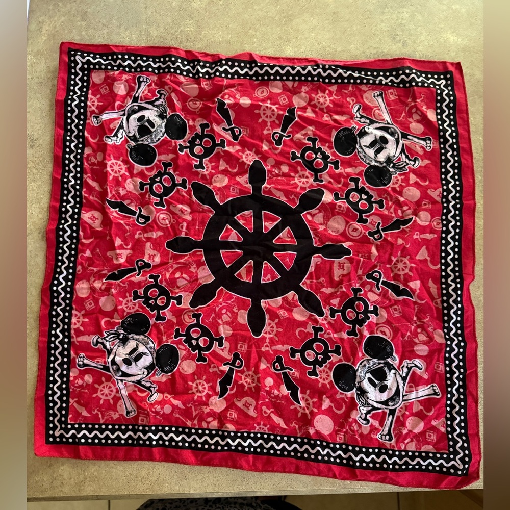 Red Bandana with Mickey Mouse Design